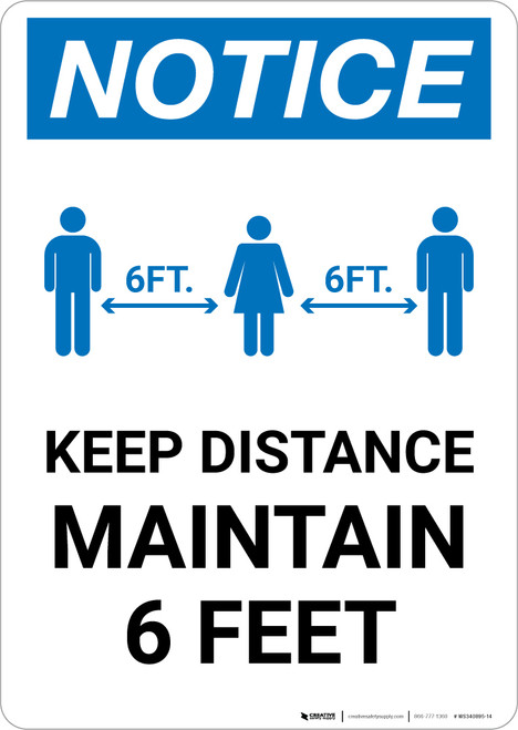 Notice: Keep a Safe Distance with Icon Portrait - Wall Sign