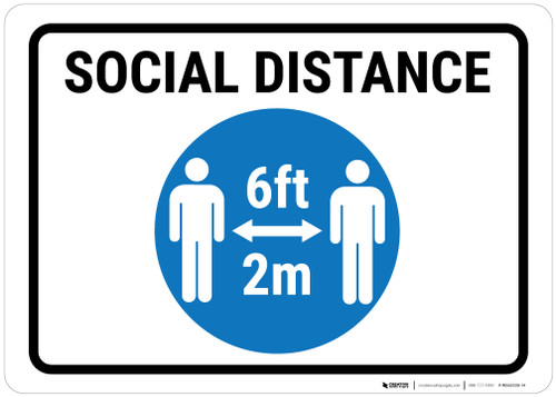 Social Distance Blue Icon Portrait - Wall Sign