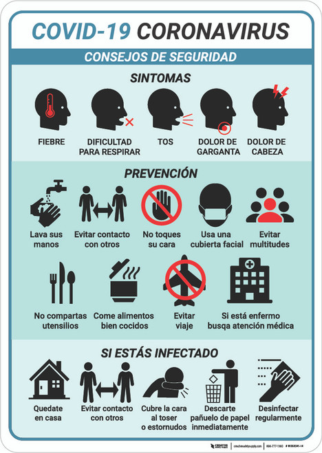 Consejos De Seguridad Coronavirus Multi-sign Spanish - Wall Sign