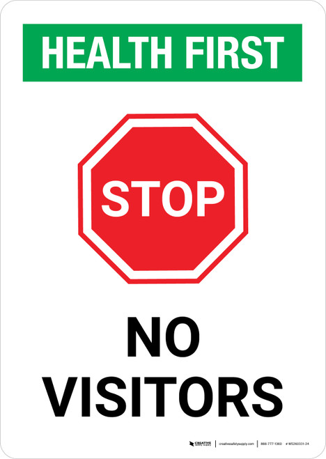 Health First: Stop No Visitors with Icon Portrait - Wall Sign