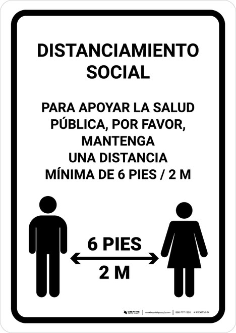 Distanciamiento Social Spanish with Icon Portrait - Wall Sign
