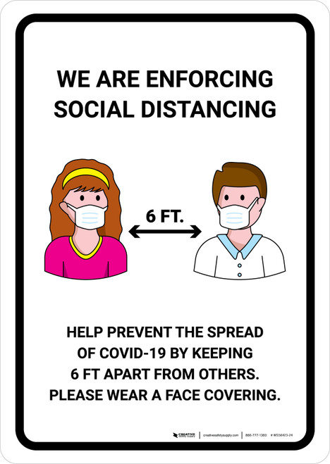 We Are Enforcing Social Distancing with Icons Portrait - Wall Sign