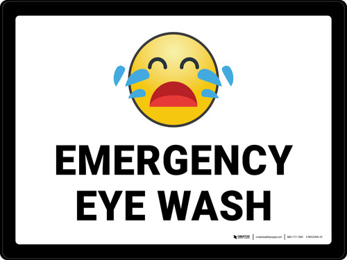 Emergency Eye Wash with Emoji Landscape - Wall Sign