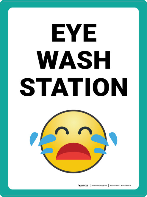 Eye Wash Station with Emoji Portrait - Wall Sign