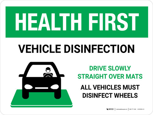 Health First Vehicle Disinfection with Icon Landscape - Wall Sign