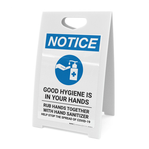Notice: Good Hygiene is in Your Hands with Icon Portrait - A-Frame Sign