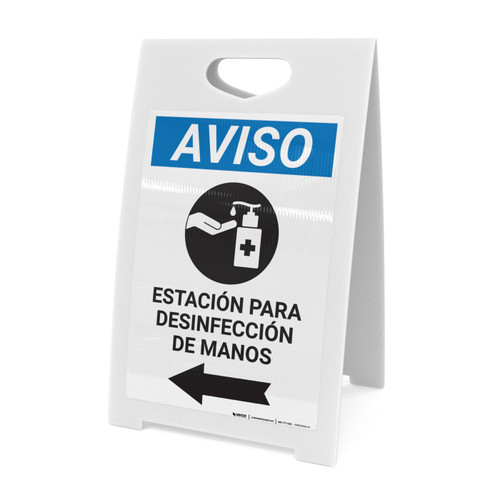 Notice: Hand Sanitizing Station Left Spanish with Icon Portrait - A-Frame Sign