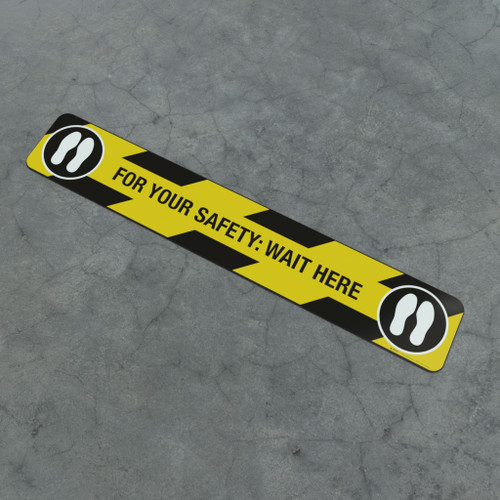 For Your Safety: Wait Here Feet Icon - Social Distancing Strip