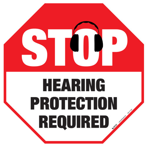 Stop - Hearing Protection Required - Floor Sign