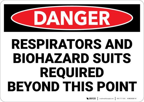 Danger: PPE Respirators And Biohazard Suits Required - Wall Sign