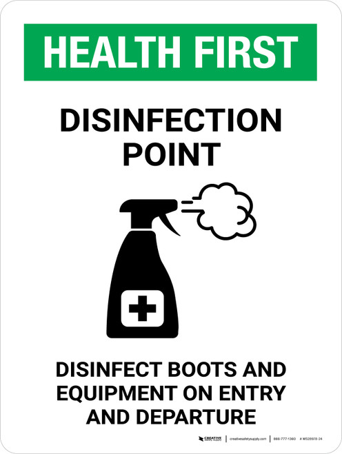 Health First: Disinfection Point with Icon Portrait - Wall Sign