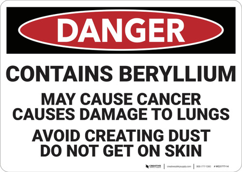 Danger: Beryllium Cancer Hazard - Wall Sign