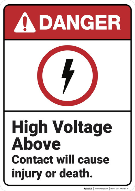 Danger: High Voltage Above - Wall Sign