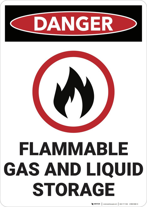 Danger: Flammable Gas and Liquid Storage - Wall Sign