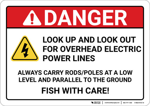 Danger: Look Up Look Out - Wall Sign