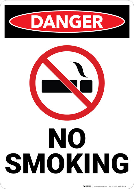 Danger: No Smoking Sign With Icon - Wall Sign