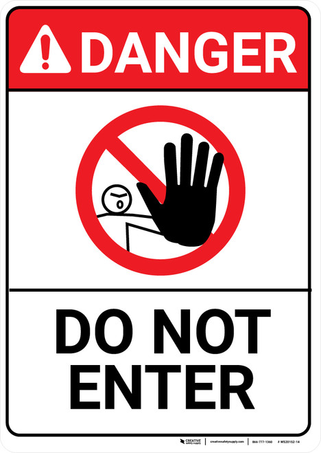 Danger: Do Not Enter Portrait with Icon ANSI - Wall Sign