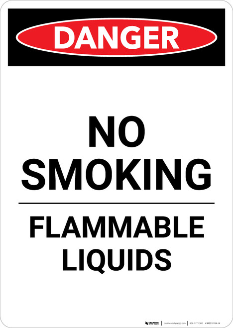 Flammable Liquids No Smoking - Portrait Wall Sign
