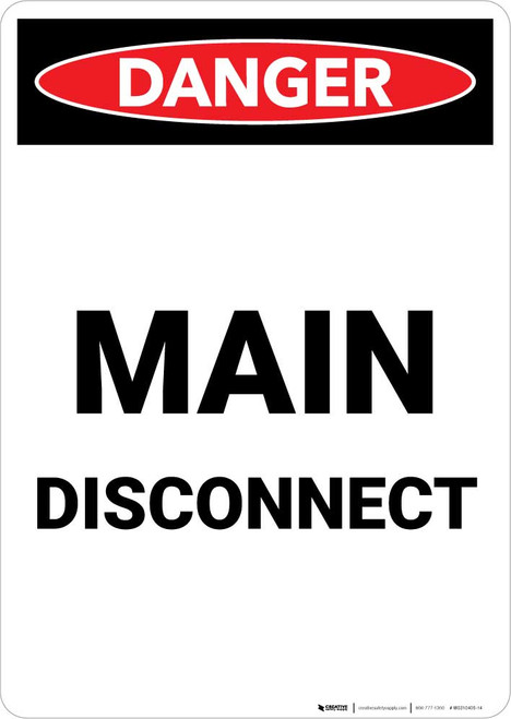 Danger: Main Disconnect Portrait