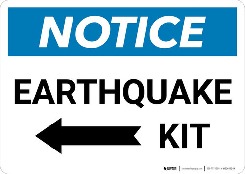 Notice: Earthquake Kit with Left Arrow Landscape