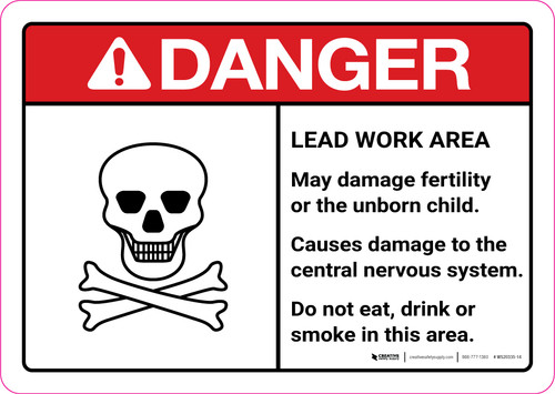 Danger: Lead Work Area May Damage Fertility or Cause Nerve Damage ANSI Landscape