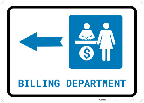 Billing Department Left Arrow with Icon Landscape - Wall Sign