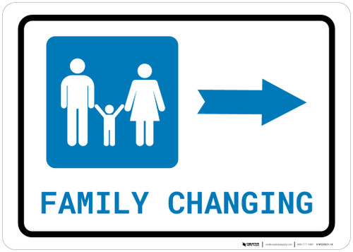 Family Changing Right Arrow with Icon Landscape - Wall Sign