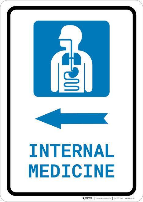 Internal Medicine Left Arrow with Icon Portrait - Wall Sign