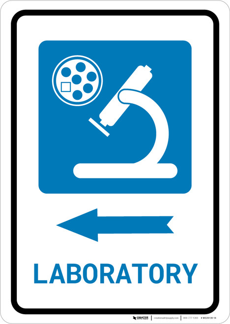 Laboratory Left Arrow with Icon Portrait - Wall Sign