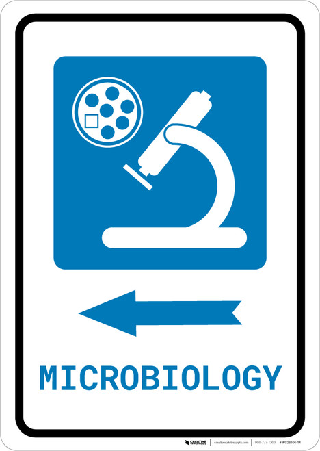 Microbiology Left Arrow with Icon Portrait - Wall Sign
