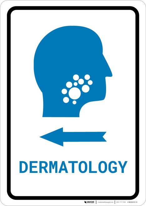 Dermatology Left Arrow with Icon Portrait v2 - Wall Sign
