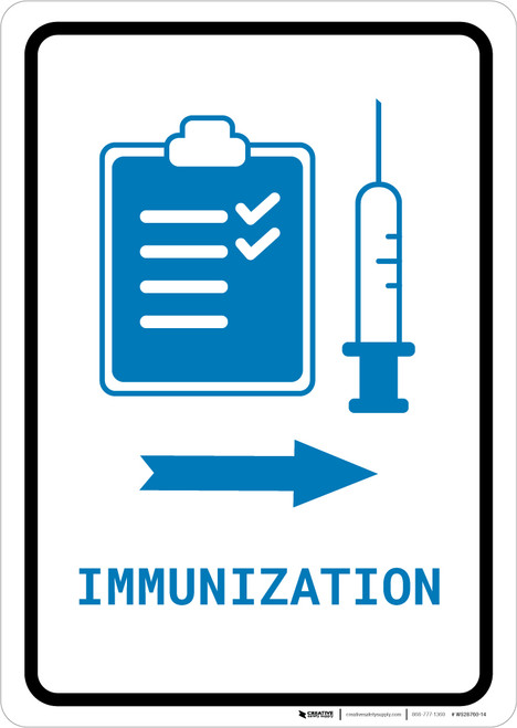 Immunization Right Arrow with Icon Portrait v2 - Wall Sign