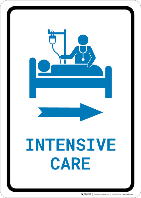 Intensive Care Right Arrow with Icon Portrait v2 - Wall Sign