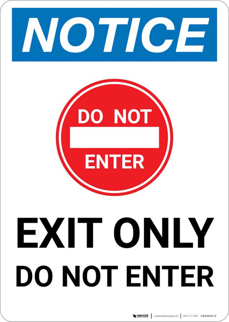 Notice: Exit Only - Do Not Enter with Icon Portrait