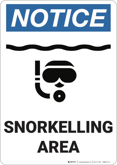 Notice: Snorkeling Area  - Wall Sign