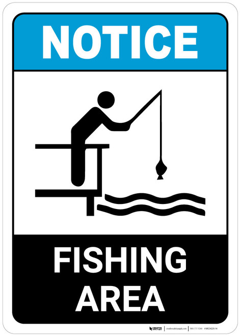 Notice: Fishing Area Water Safety  - Wall Sign