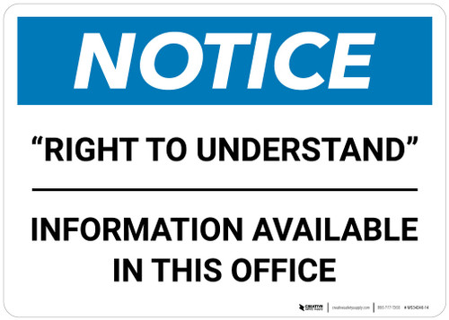 Notice: Right To Understand - Wall Sign