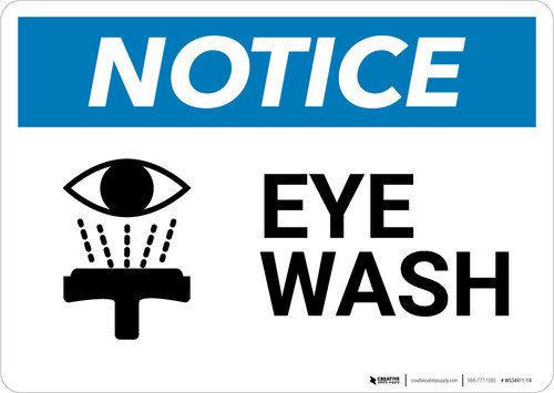 Notice: Eye Wash with Icon - Wall Sign