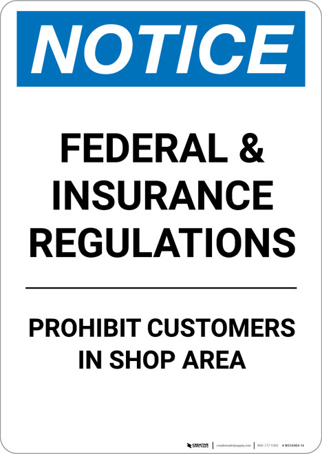 Notice: Federal and Insurance Regulations - Portrait Wall Sign
