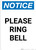 Notice: Please Ring Bell - Portrait Wall Sign
