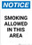 Notice: Smoking Allowed in This Area - Portrait Wall Sign