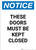 Notice: These Doors Must Be Kept Closed - Portrait Wall Sign