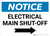 Notice: Electrical Main Shut-Off Landscape with Right Arrow