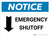 Notice: Emergency Shutoff with Down Arrow Landscape
