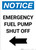 Notice: Emergency Fuel Pump Shut Off with Left Arrow Portrait