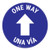 One Way - Arrow - Blue - Bilingual - Floor Sign