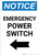 Notice: Emergency Power Switch with Left Arrow Portrait