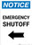 Notice: Emergency Shutoff with Left Arrow Portrait