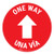 One Way - Arrow - Red - Bilingual - Floor Sign