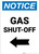 Notice: Gas Shut-Off with Left Arrow Portrait